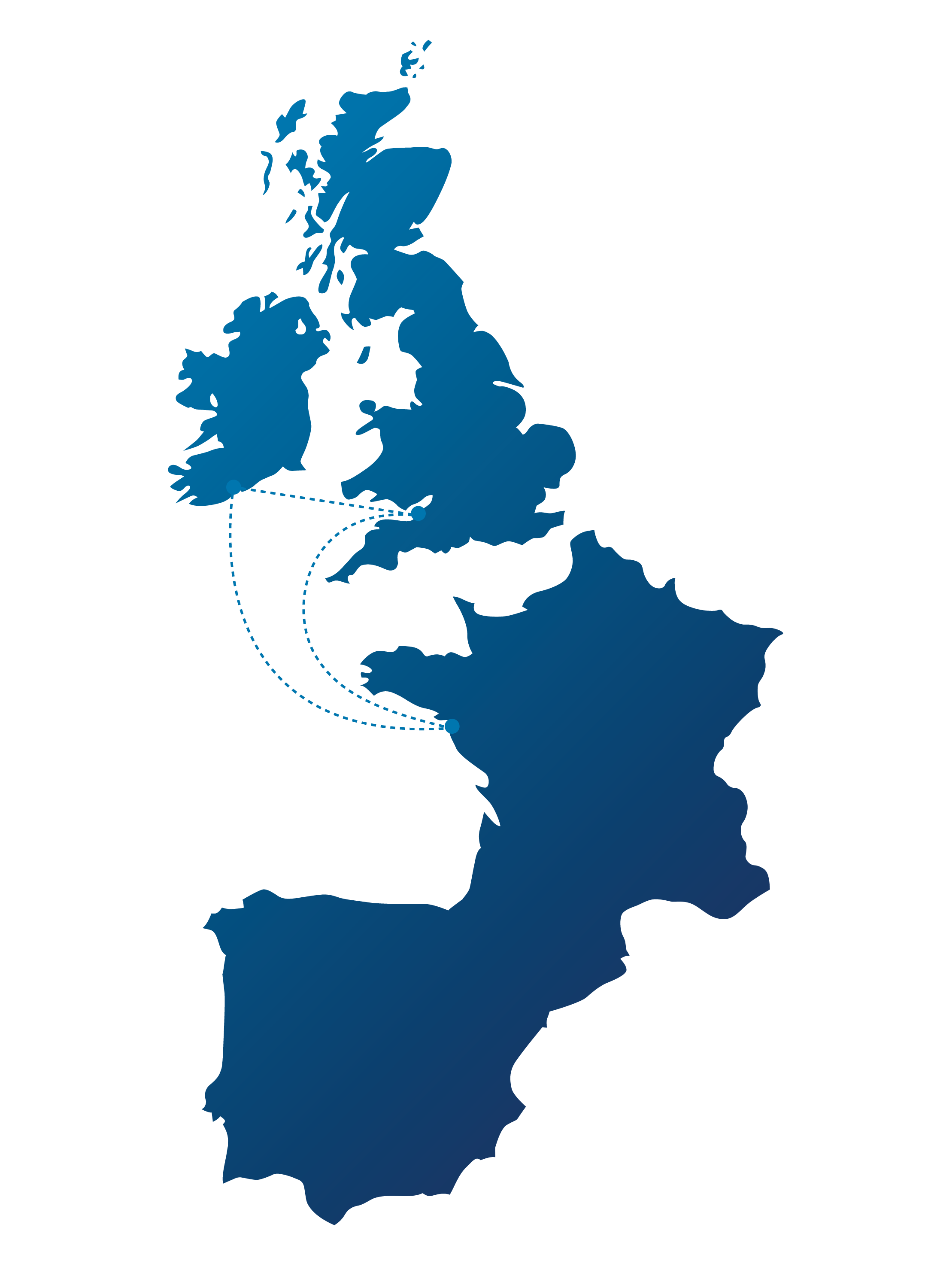 Carte du Corridor Celtique : Saint-Nazaire, Cork, Bristol