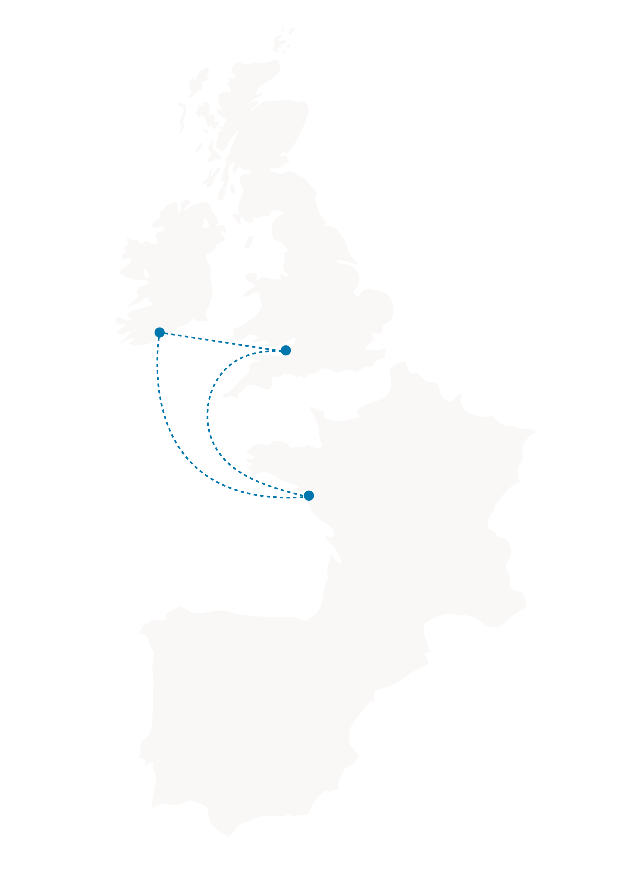 Carte du Corridor Celtique : Saint-Nazaire, Cork, Bristol